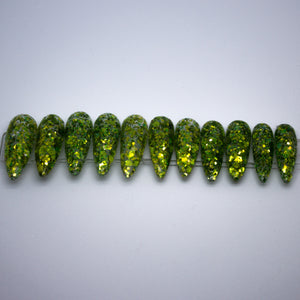 Green Swamp Glitter Press On Nail Set