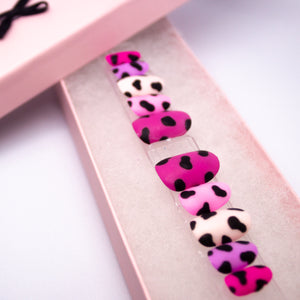 Pink Cow Spot Press On Nail Set