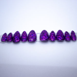 Purple Glitzy Gel Press On Nail Set