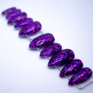 Purple Glitzy Gel Press On Nail Set