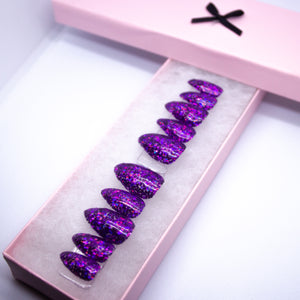 Purple Glitzy Gel Press On Nail Set