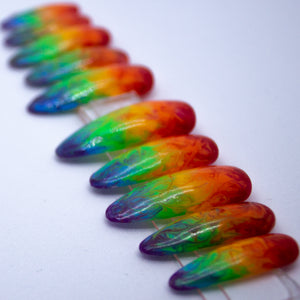 Rainbow Marble Gel Press On Nail Set