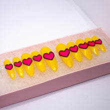 Load image into Gallery viewer, Yellow Bold Heart Press On Nail Set
