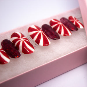 Peppermint Swirl Press On Nail Set