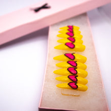 Load image into Gallery viewer, Yellow Bold Heart Press On Nail Set
