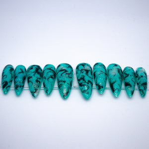 Blue Spilt Ink Press On Nail Set