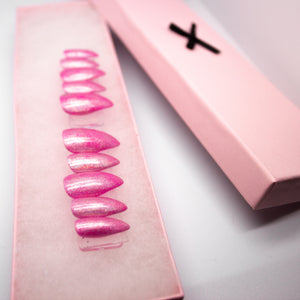 Mega Pink Holographic Press On Nails