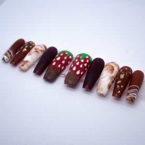 Chocolate Strawberry Press On Nail Set