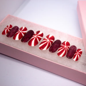 Peppermint Swirl Press On Nail Set