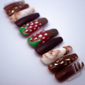 Chocolate Strawberry Press On Nail Set