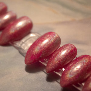 Mega Pink Holographic Press On Nails