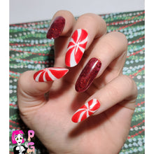 Load image into Gallery viewer, Peppermint Swirl Press On Nail Set
