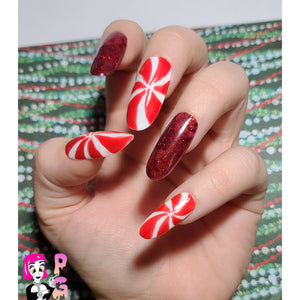 Peppermint Swirl Press On Nail Set