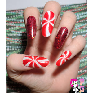 Peppermint Swirl Press On Nail Set