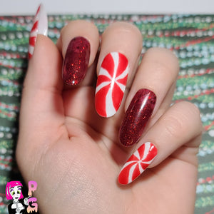 Peppermint Swirl Press On Nail Set