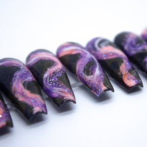 Purple Stardust Press On Nail Set